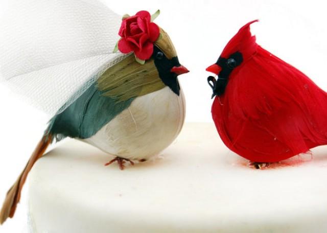 country cardinal cake topper in red brown and gray bride and groom woodland wedding cake topper anniversary