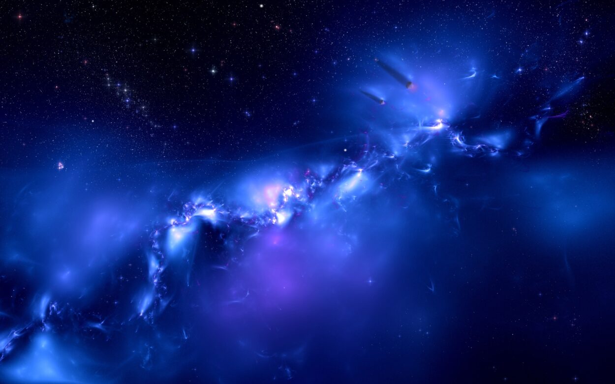 galaxy blue space distant planets 2K wallpaper