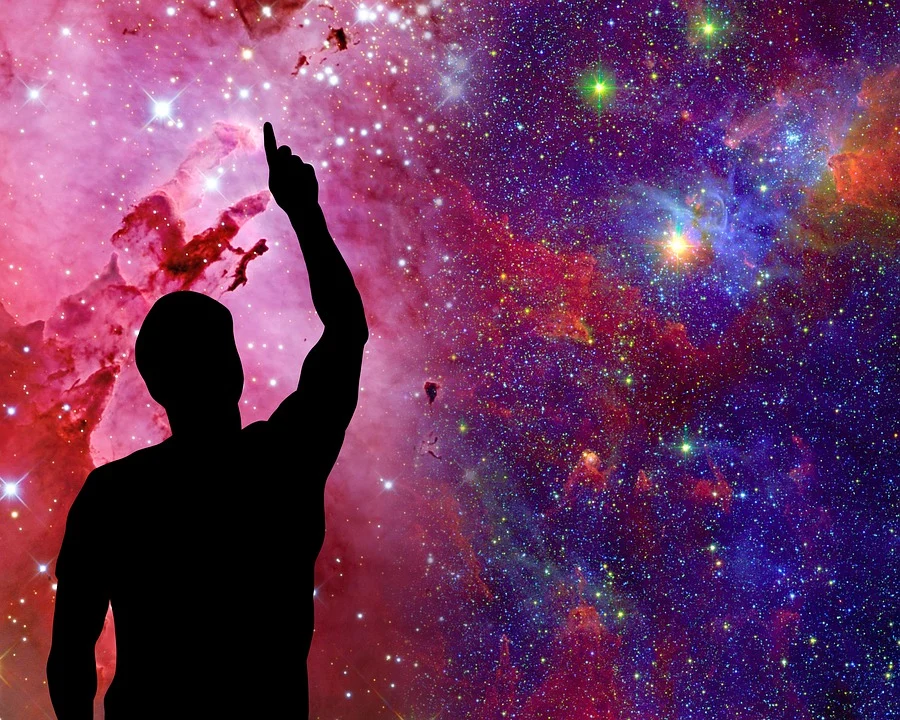 universe and man pointing